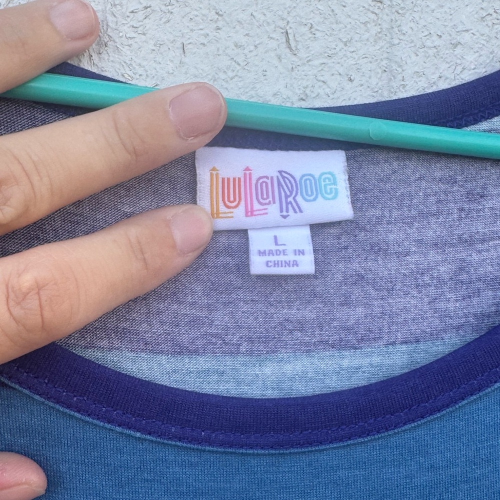 LuLaRoe Blue and Purple Georgia Dress - Picture 5 of 6